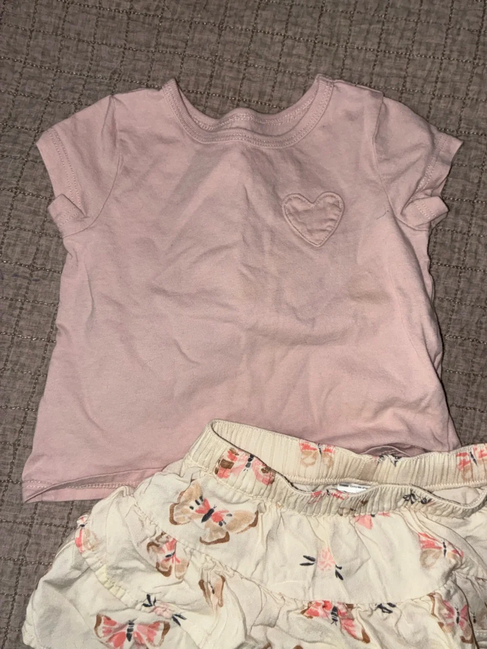 Carter's Pink Heart Tee with White Floral Ruffle Shorts